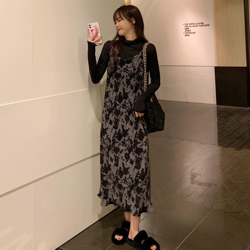 Đầm Midi Hai Dây Dáng Rộng Phong Cách Hàn Quốc Thời Trang Mùa Đông 2022 Mới