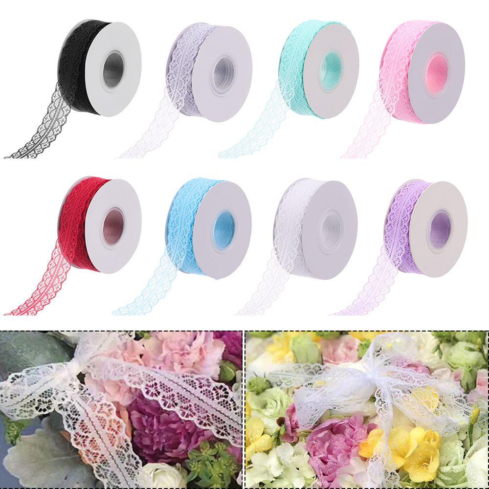 Cuộn Dây Ruy Băng Satin Phối Ren Hoa Trang Trí Bó Hoa