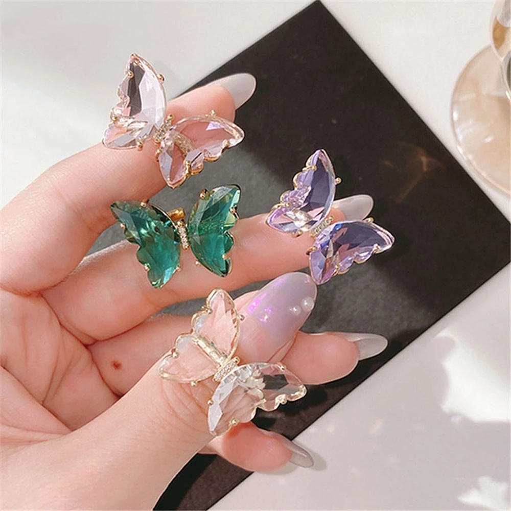 Nhẫn đeo tay mặt thủy tinh nhiều màu thời trang cho nữ