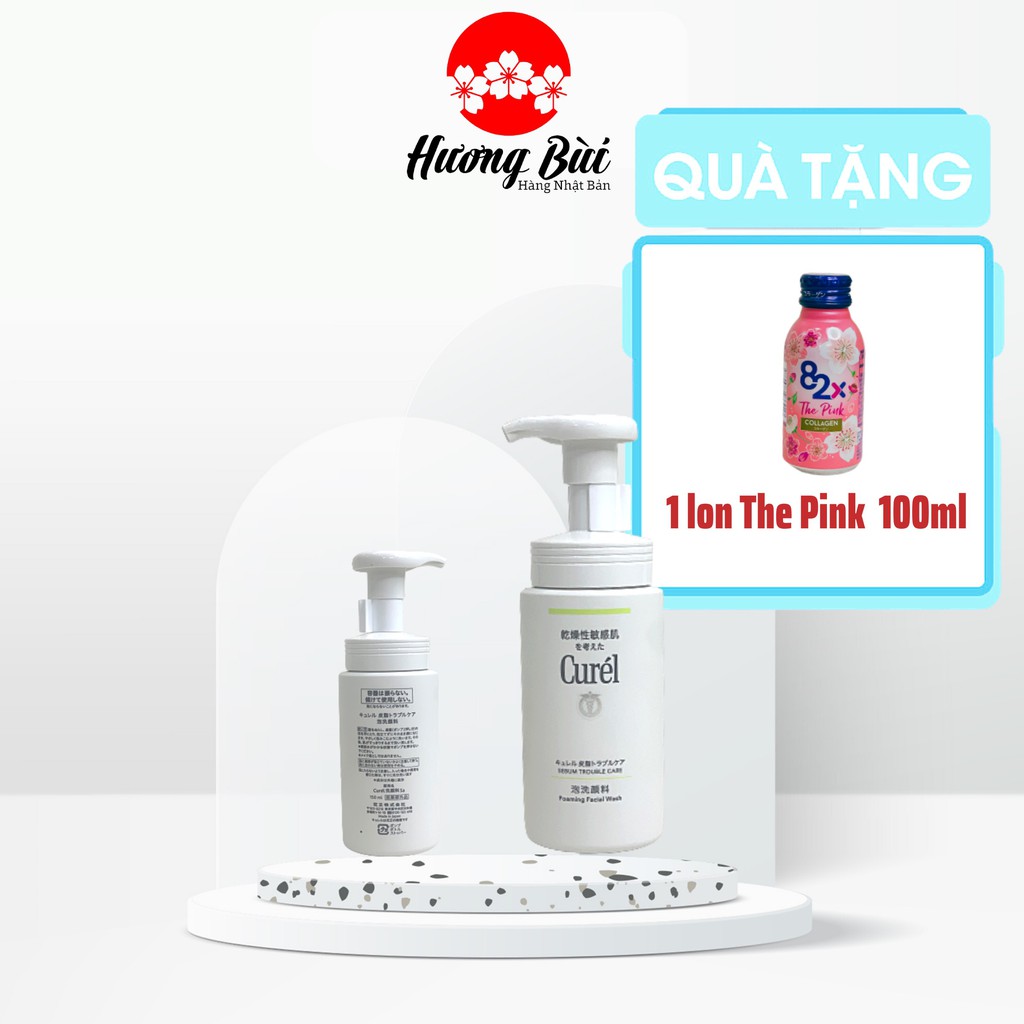 (Qùa tặng thepink collagen 82x) Sữa Rửa Mặt Dạng Bọt Dành Cho Da Dầu Curel 150ml