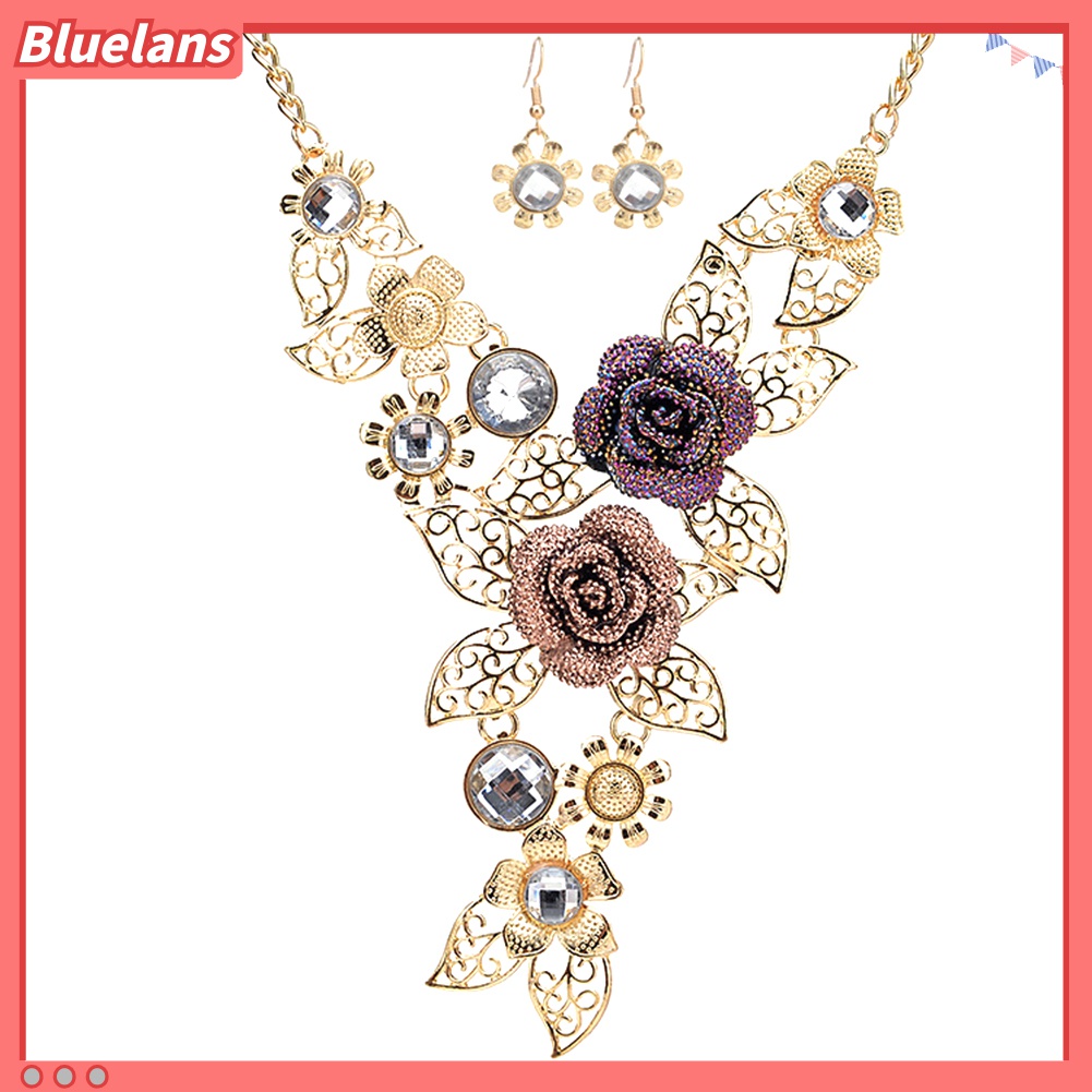 Bộ Vòng cổ + Đôi Bông Tai Hình Chiếc Lá Thời Trang Cho Nữ