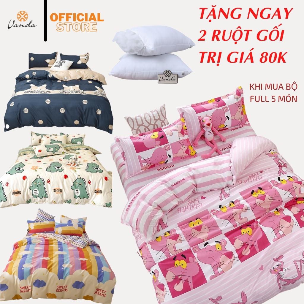 Bộ vỏ chăn ga gối VANDA Chất Cotton Poly nhiều họa tiết INBOX chọn mẫu