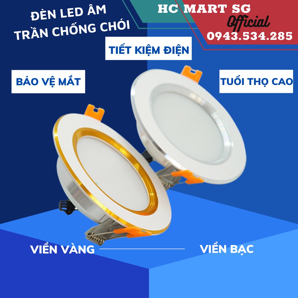 Đèn Led downlight âm trần chống chói đế mỏng 5W, 7W, 9W thẩm mỹ cao, ánh sáng bảo vệ mắt - BH CHÍNH HÃNG 2 NĂM
