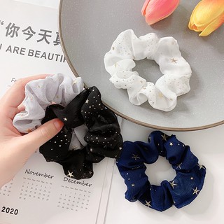 Cột tóc vải Scrunchies - dây buộc tóc vải voan ngôi sao lấp lánh