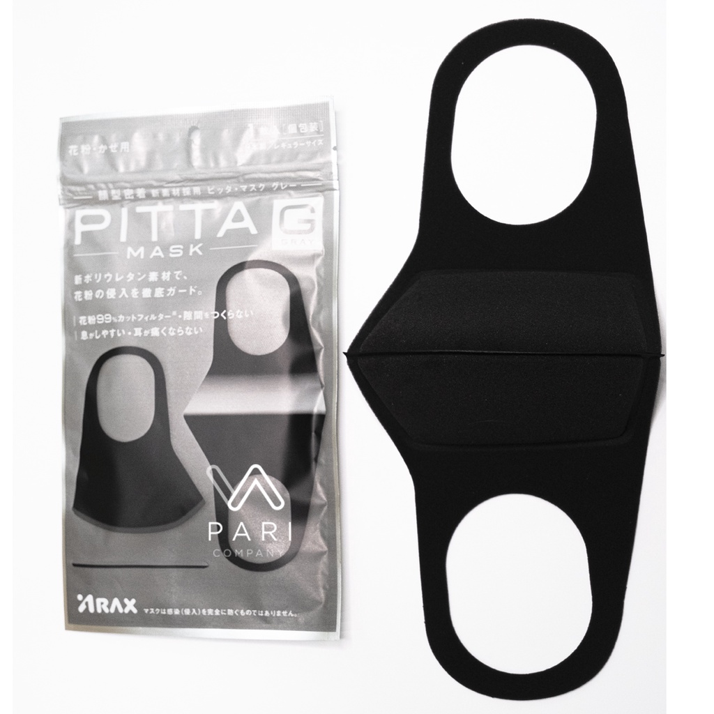Combo 3 cái khẩu trang xốp Pitta Mask 3D, mặt nạ nội địa Nhật màu đen tái sử dụng nhiều lần