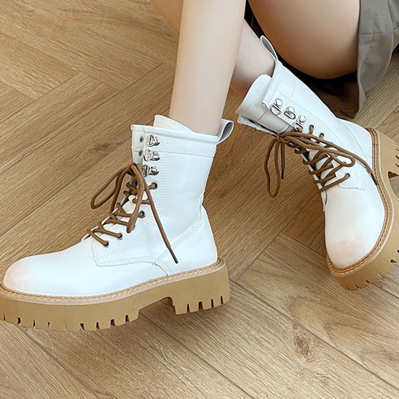 Giày Bốt RENBEN Có Đệm Dây Chéo Thời Trang Cho Nữ