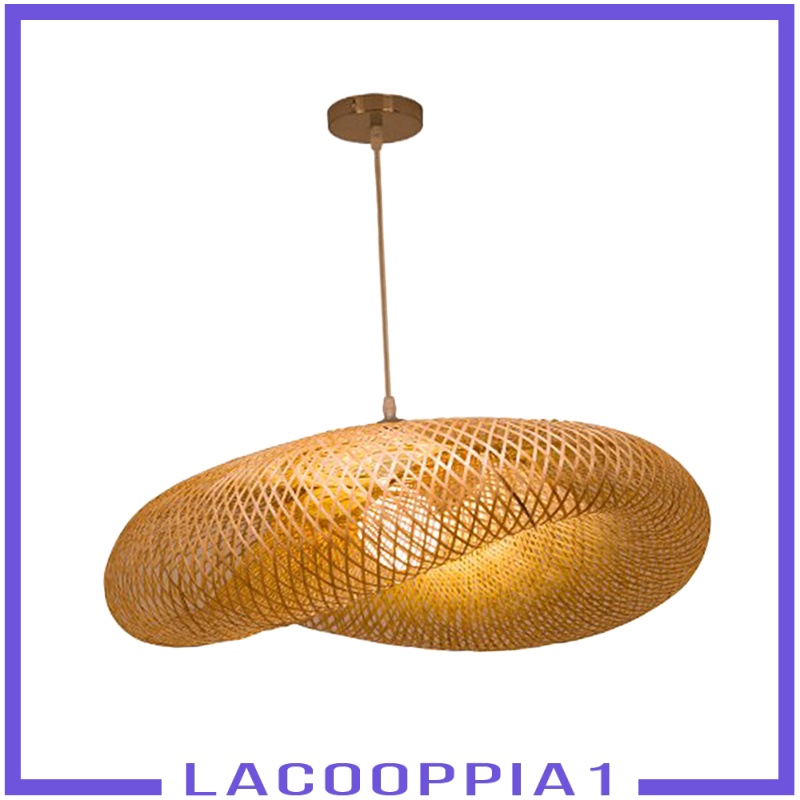 [LACOOPPIA1] Vintage Bamboo Chandelier Lamp Pendant Light Wicker Lighting for Home Decor