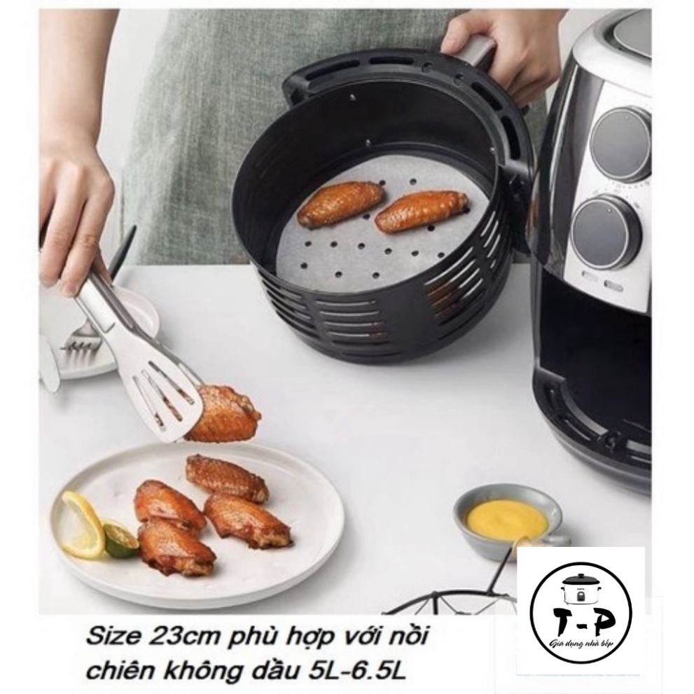 Giấy nến tròn đục lỗ set 100 tờ dùng lót Xửng hấp và Nồi chiên không dầu - HAPPY SALE