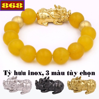 Vòng tay chuỗi hạt đá vàng mờ charm tỳ hưu 2 bi