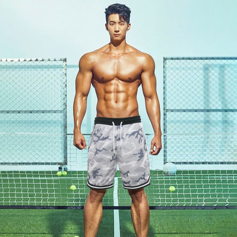Quần Short Thể Thao Nhanh Khô Họa Tiết Rằn Ri Cá Tính Cho Nam