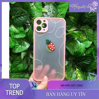 Ốp iPhone bảo vệ camera dâu hồng cho iPhone 7 8 Plus X Xs XsMax iPhone 11 11 Pro 11 Promax