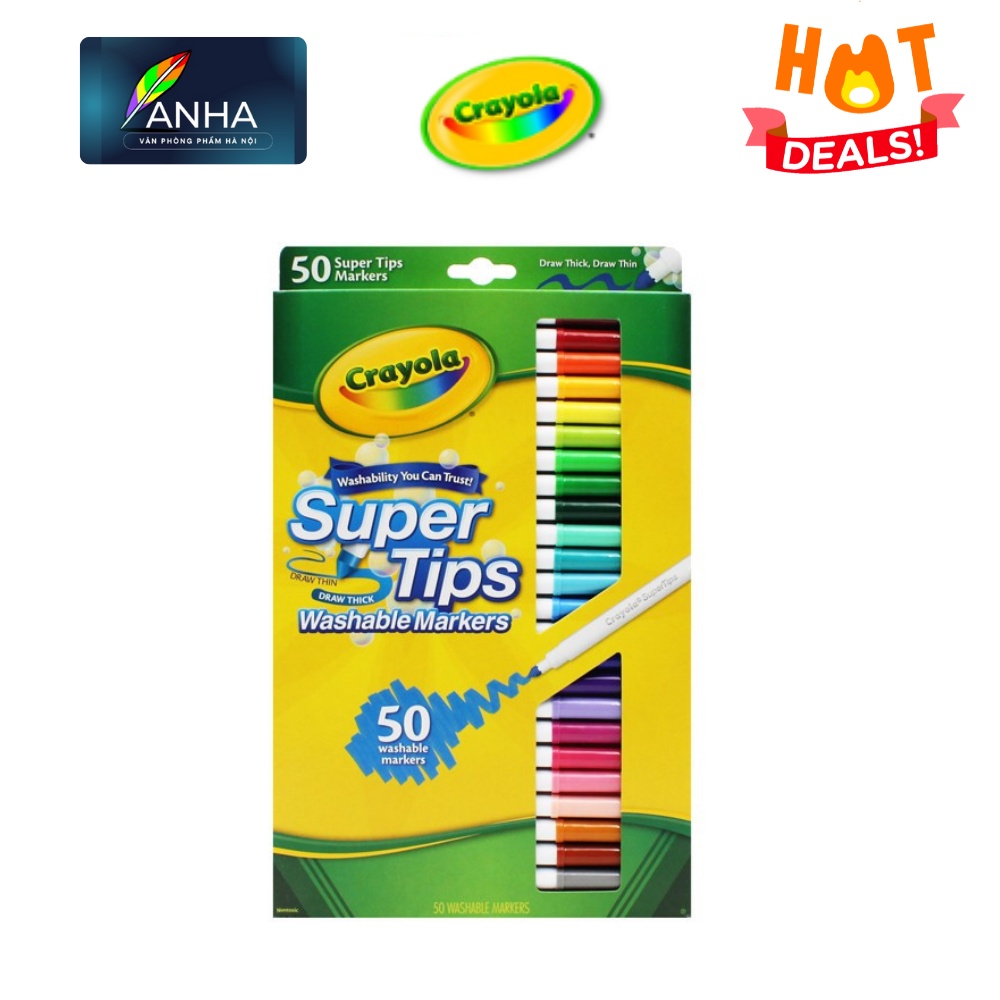 Hộp 50 Bút Lông Màu Super Tips Washable Markers - Crayola 585050