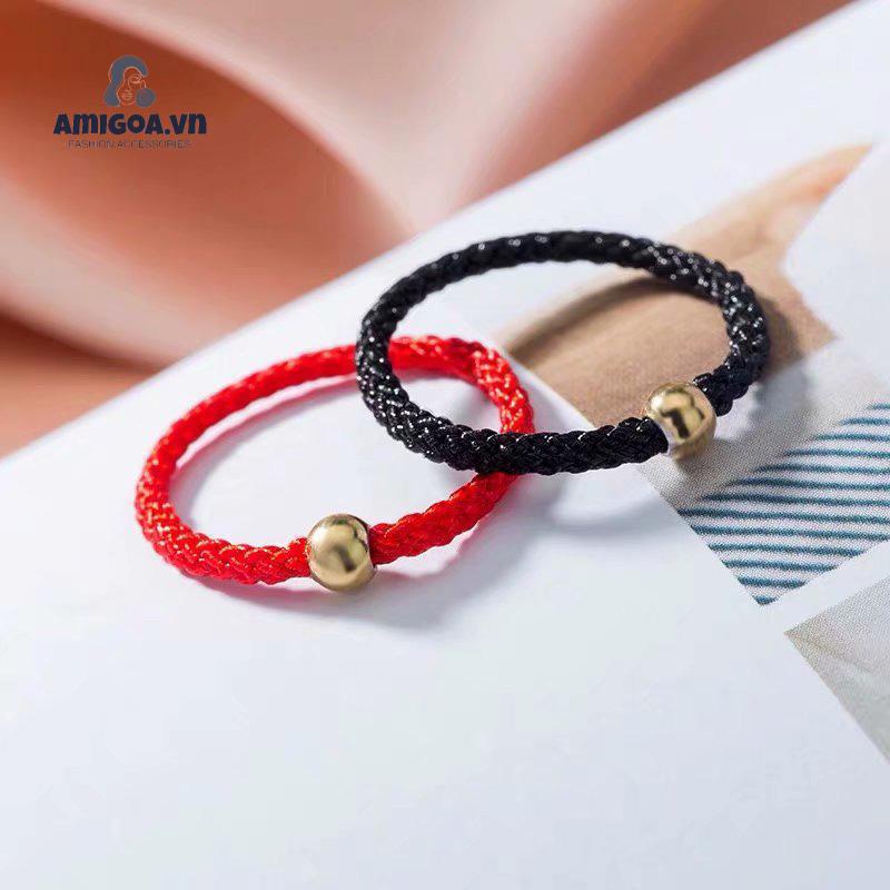 ✨✨Nhẫn Đeo Tay Dây Bện Đính Hạt Vàng Đen Nhỏ Thời Trang Cho Nữ/Sinh Viên/Bạn Bạn Thân