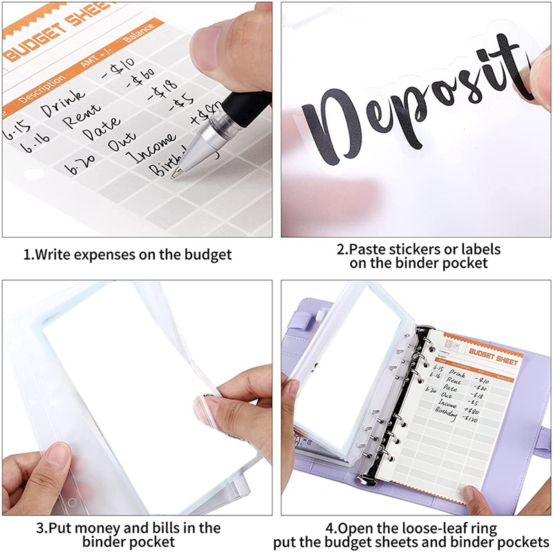 Sổ ghi chú A6 bìa da PU 6 vòng màu đen