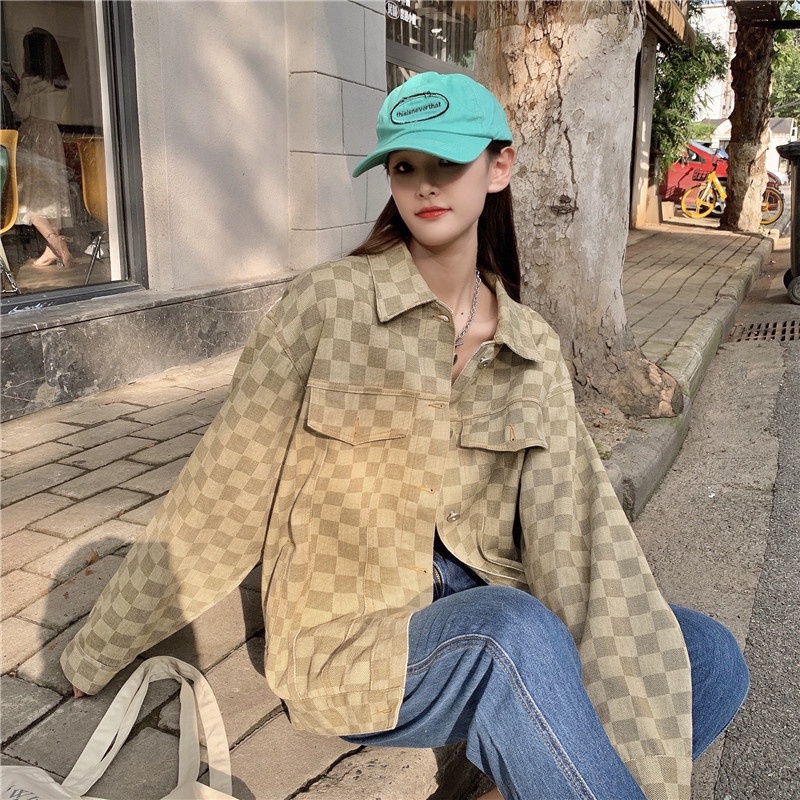 Áo sơ mi caro tay dài thời trang cho nữ