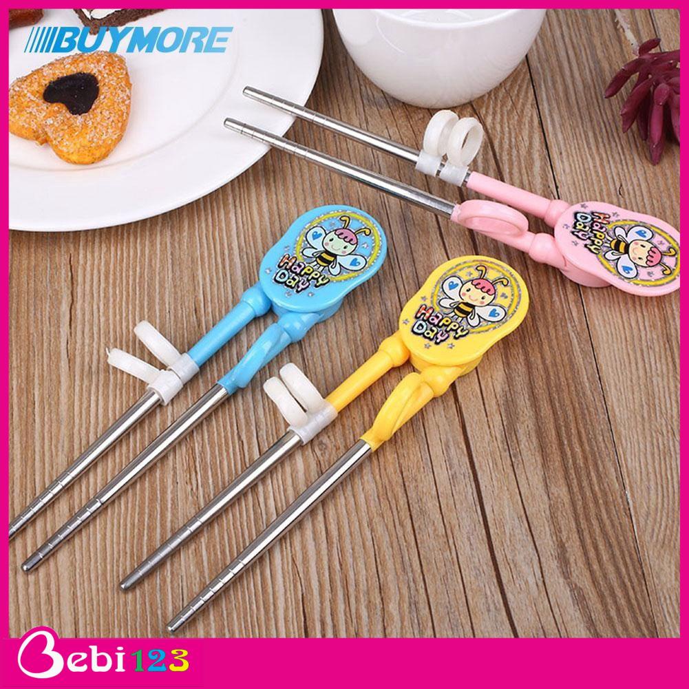 Đũa tập ăn inox xỏ ngón Happy Day cho bé