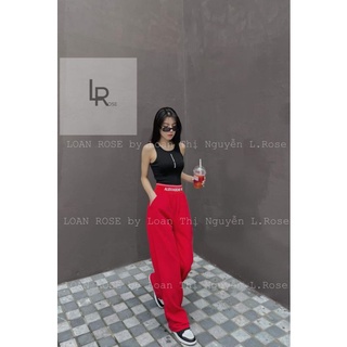 Quần xuông chất lụa gân cạp chữ