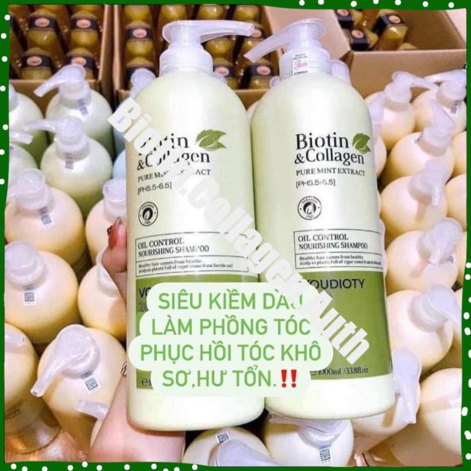 Biotin Collagen Xanh Lá🛑FreeShip🛑Biotin Collagen Xanh Lá | Phục Hồi Kiềm Dầu ⚜️Cặp Dầu Gội Xả Dung Tích 1000ML 63