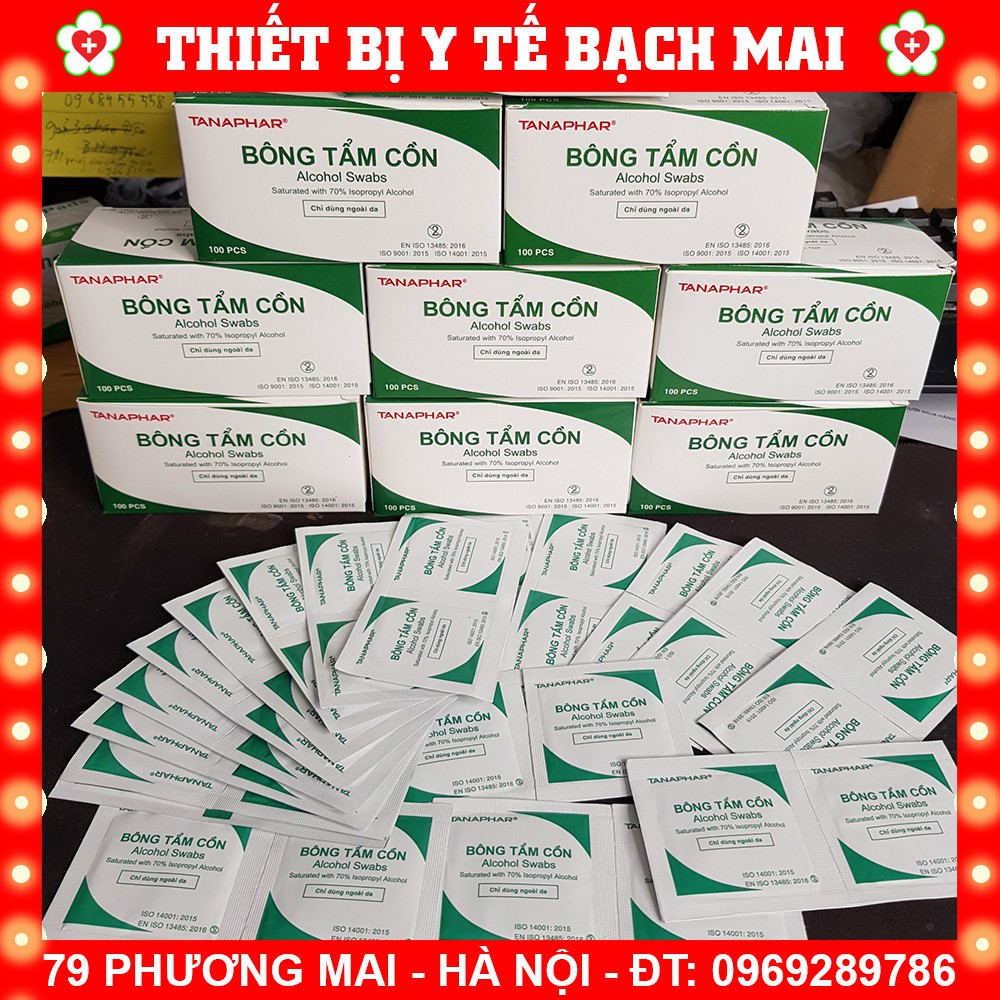 Bông Tẩm Cồn Tiệt Trùng Alcohol Pads [Hộp 100 Miếng]