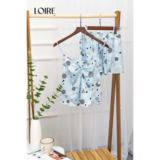 Bộ đồ ngủ nữ lụa mềm mịn họa tiết chấm bi loirechic bdn04