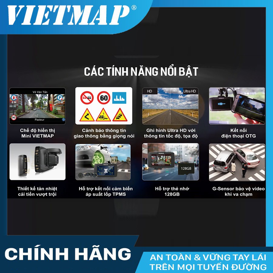 Camera hành trình Vietmap Papago Gosafe 51G ô tô + thẻ nhớ 32GB Class 10