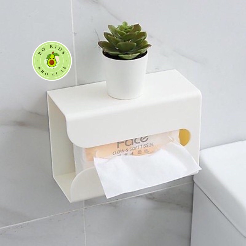 Hộp Đựng Khăn Giấy Dán Tường Nhà Tắm Nhà Bếp, Bàn Làm Việc Đựng Túi Rác Thông Minh ( Có Kèm Miếng Dán )