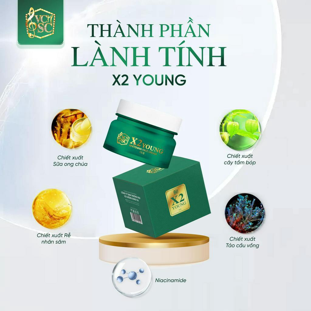 Kem Dưỡng X2 VCSC - Loại 15g, dưỡng trắng, mờ thâm sạm