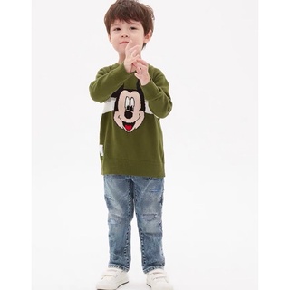 Áo len Mickey xanh kẻ cho bé