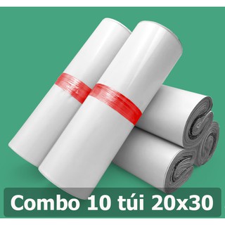 Túi niêm phong đóng hàng, combo 10 túi gói hàng màu trắng hoặc hồng tiện lợi 20x30cm