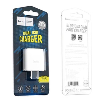 [Hàng Chính Hãng] Cốc Sạc Nhanh 2 Cổng USB C73/C73A Hoco Dòng Điện Ra 2.4A