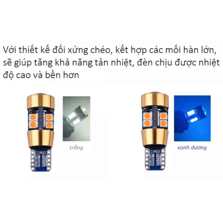 Đèn LED biển số xe T10 W5W chip 3030, 19 bóng dùng cho ô tô xe máy