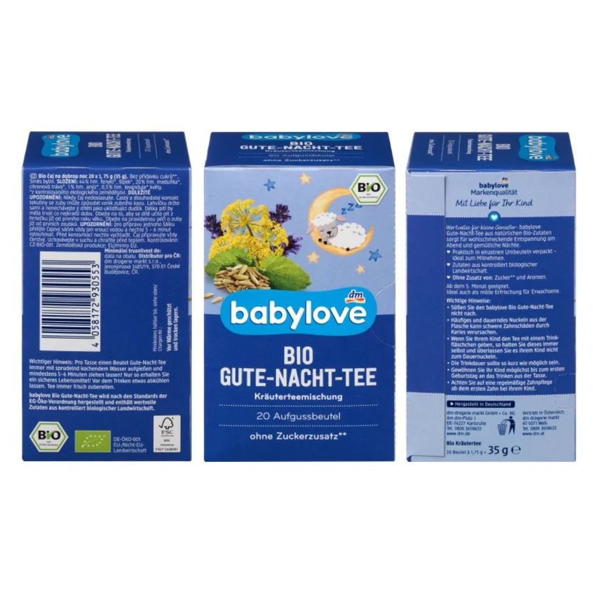 Trà trái cây hữu cơ Babylove cho bé ăn dặm từ 5 tháng tuổi  - Babytea - Nội địa Đức