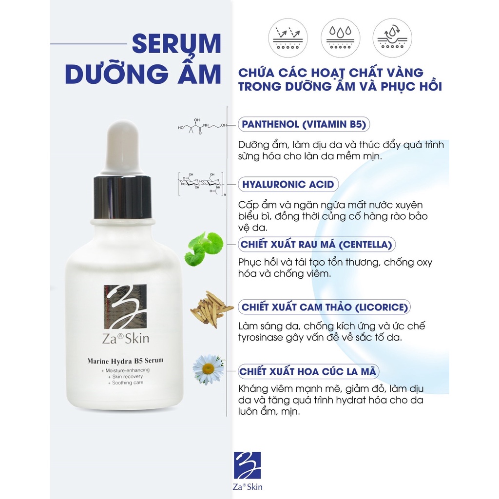 Serum Za Skin Marine Hydra B5 30ml- Cấp Ẩm, Phục Hồi Chứa Hyaluronic Acid và B5