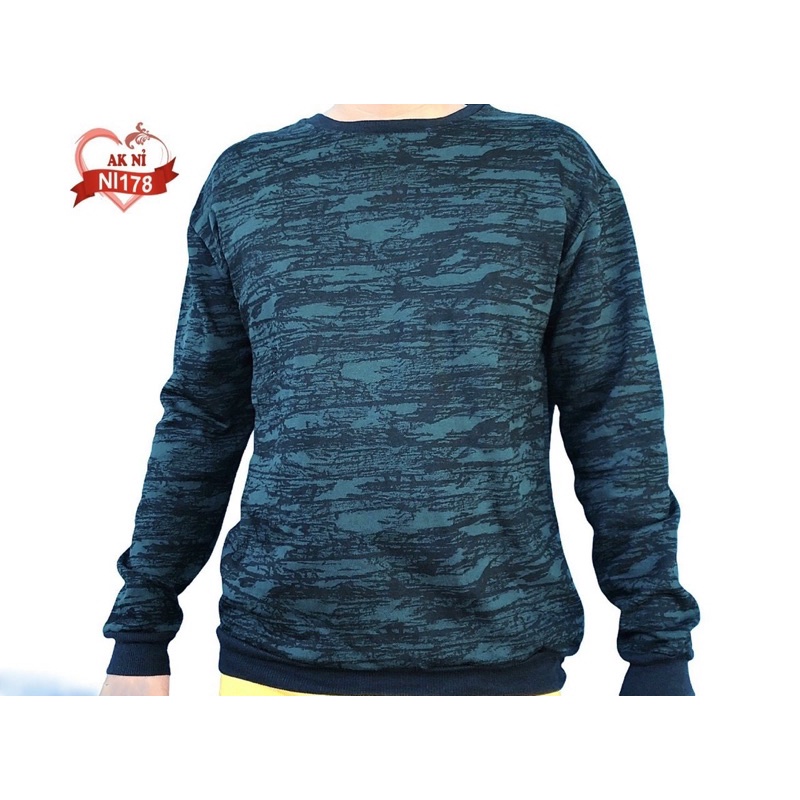 Áo Sweater Nỉ Unisex Nam Nữ Màu Xanh Hoạ Tiế Sọc Độc Đáo Cá Tính BG