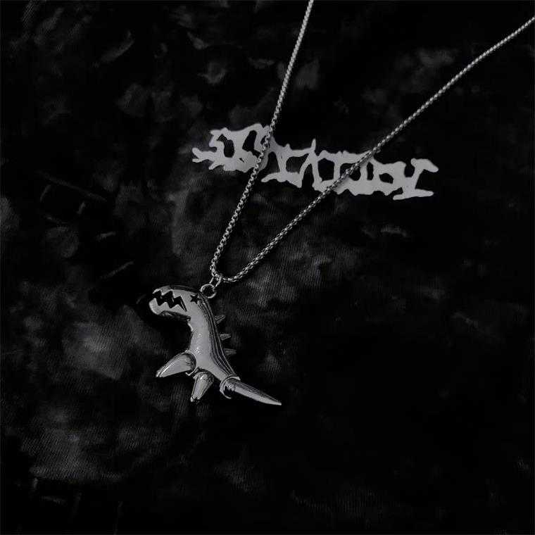 [Giao Hàng Miễn Phí] Dây Chuyền 2216 Mặt Hình Khủng Long Phong Cách Hip Hop Cho Cặp Đôi