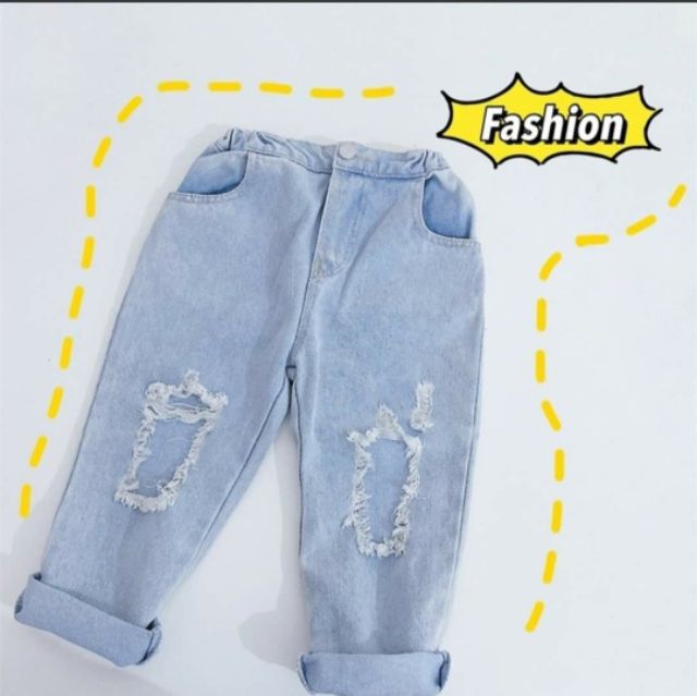 Quần jean rách gối unisex cho bé