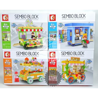 Combo 4 Hộp Lego Sembo Block 601109 ~ 601112 Lắp Ráp Cửa Hàng Lưu Động ( 622 Mảnh )- Hàng có sẵn