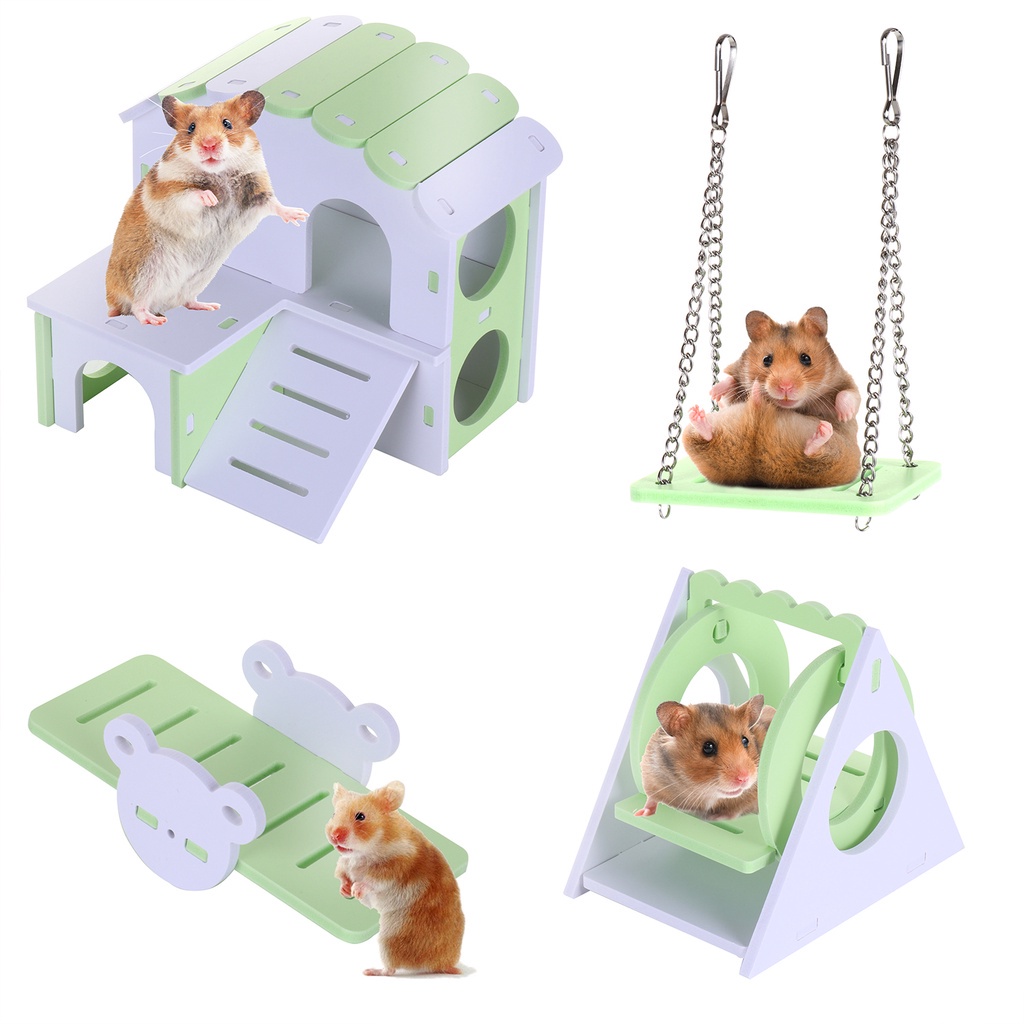 Bộ Đồ Chơi Xích Đu Gỗ Cho Chuột Hamster