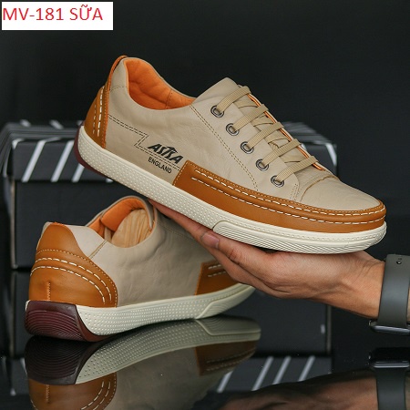Giầy Nam da bò nappa nhập khẩu mã MV-181 màu sữa