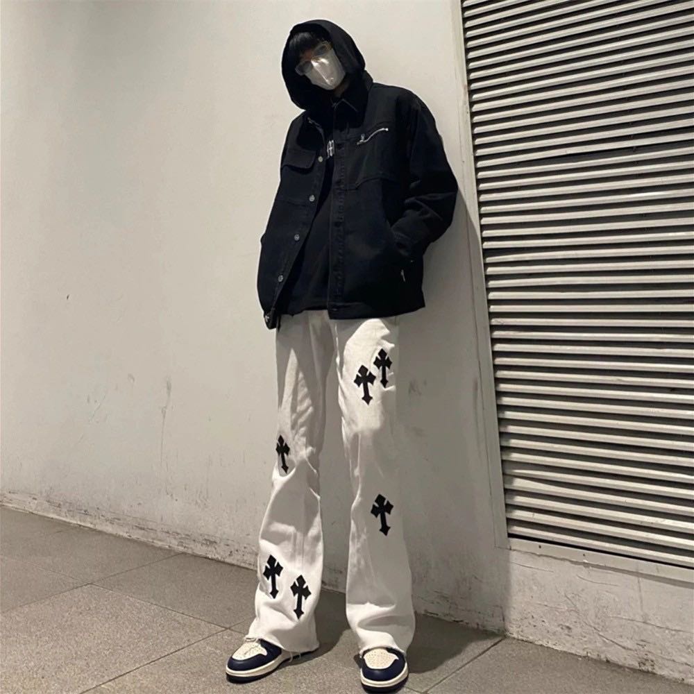 Quần jean baggy nam nữ Chrome Hearts quần jeans ống rộng unisex Kun Shop hot trend 2022