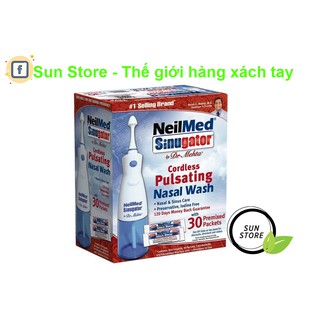 Máy rửa mũi NeilMed cho người lớn chạy bằng pin + 30 gói muối