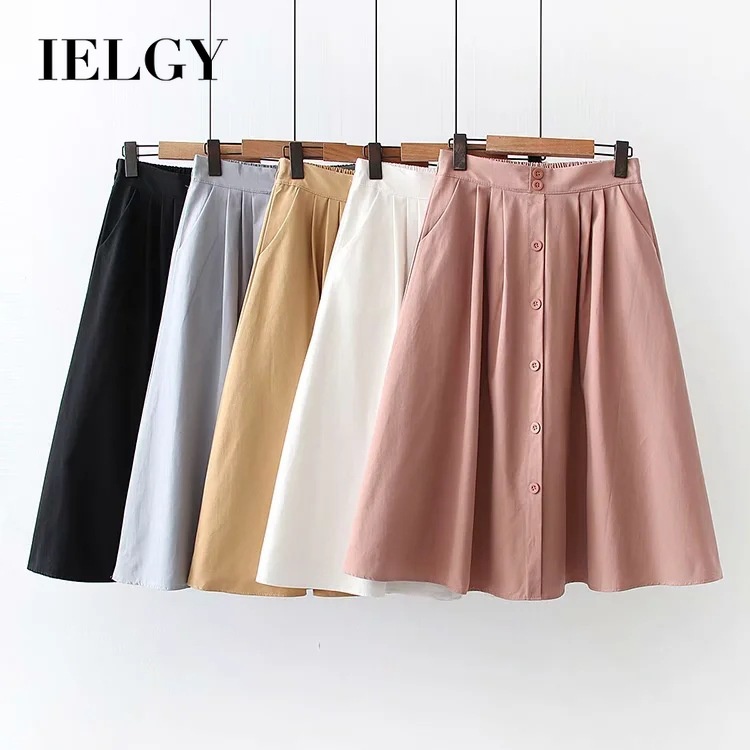 Chân váy lửng Ielgy lưng cao dáng xòe phong cách retro thời trang mùa hè dành cho nữ