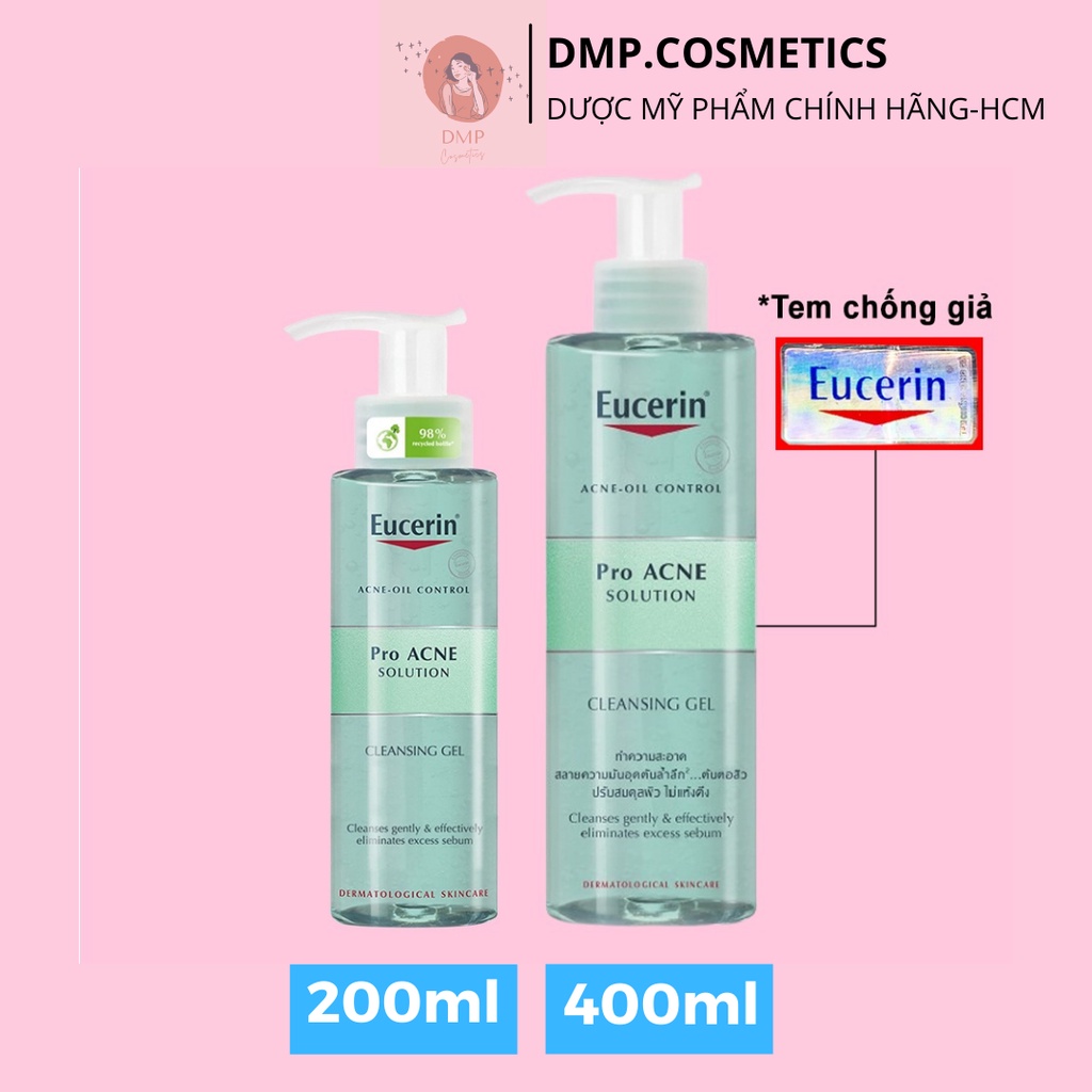 EUCERIN GEL RỬA MẶT DÀNH CHO DA NHỜN MỤN PROACNE CLEANSING 200ML