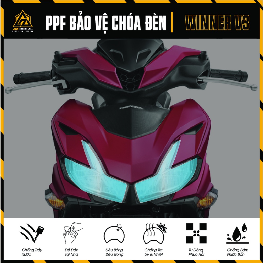 Film PPF Dán Chóa Đèn Xe Winner V3 | Decal Trong Suốt Dán Đèn Pha, Đèn Demi Xe Winner X 2022 Chống Nước, Chống Xước