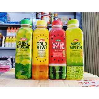 1 chai Nước ép dưa hấu/ dưa lưới/ kiwi/ nho trắng có thạch nha đam OKF 500ml