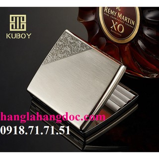 Hộp inox đựng thuốc lá Kuboy KC2-10 hoa văn góc (20 điếu)