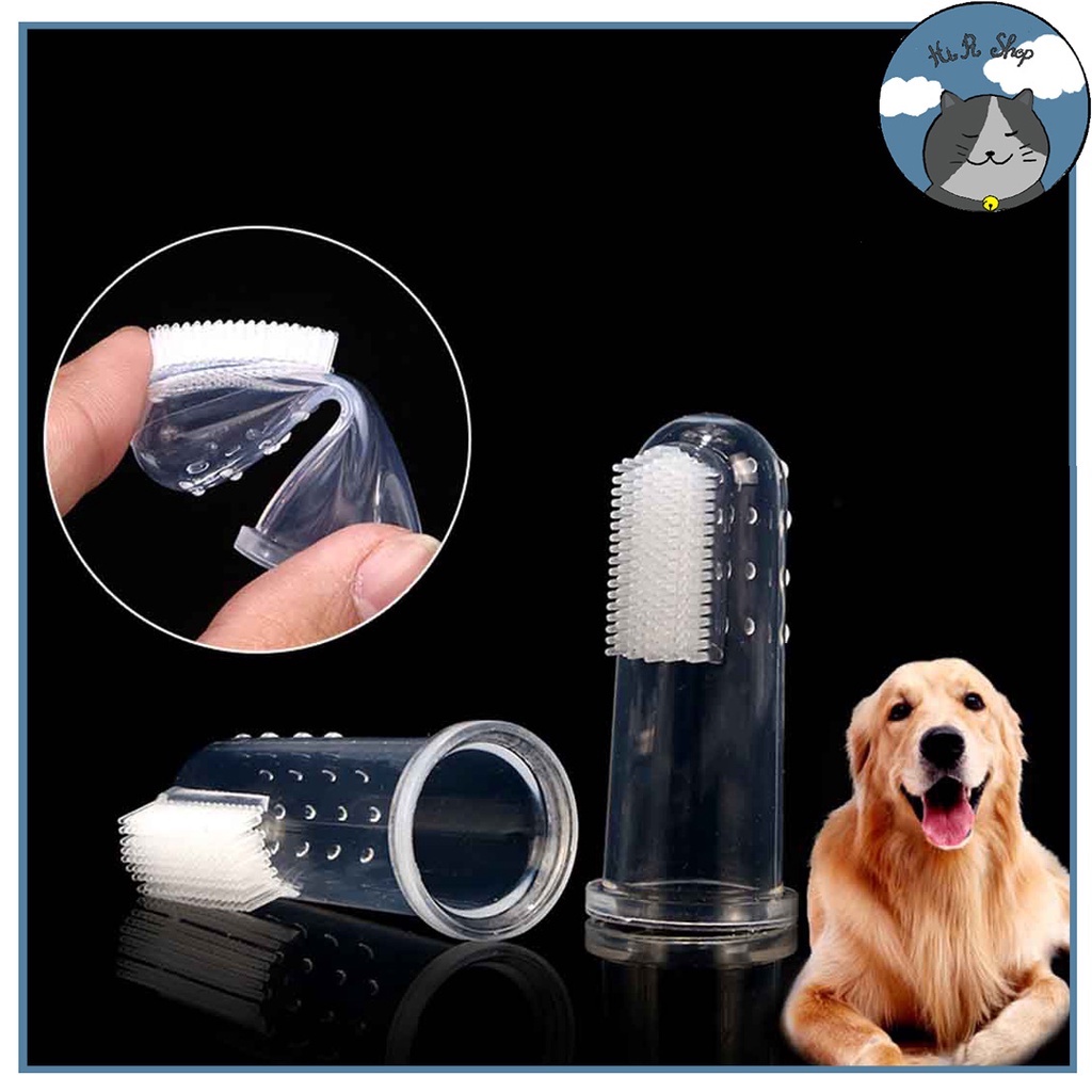 Bàn Chải Đánh Răng Silicone Mềm Gắn Ngón Tay Cho Thú Cưng