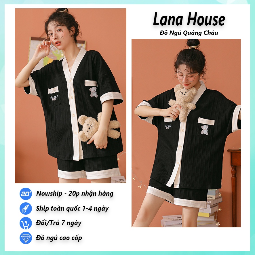 Đồ ngủ nữ pijama cộc tay mặc nhà big size cao cấp chất cotton len tăm mềm mịn BCC22