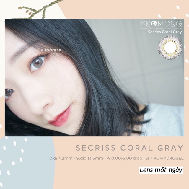 Kính áp tròng 1 ngày Secriss 3 Con Coral Gray chính hãng Olens | Hạn sử dụng 1 ngày