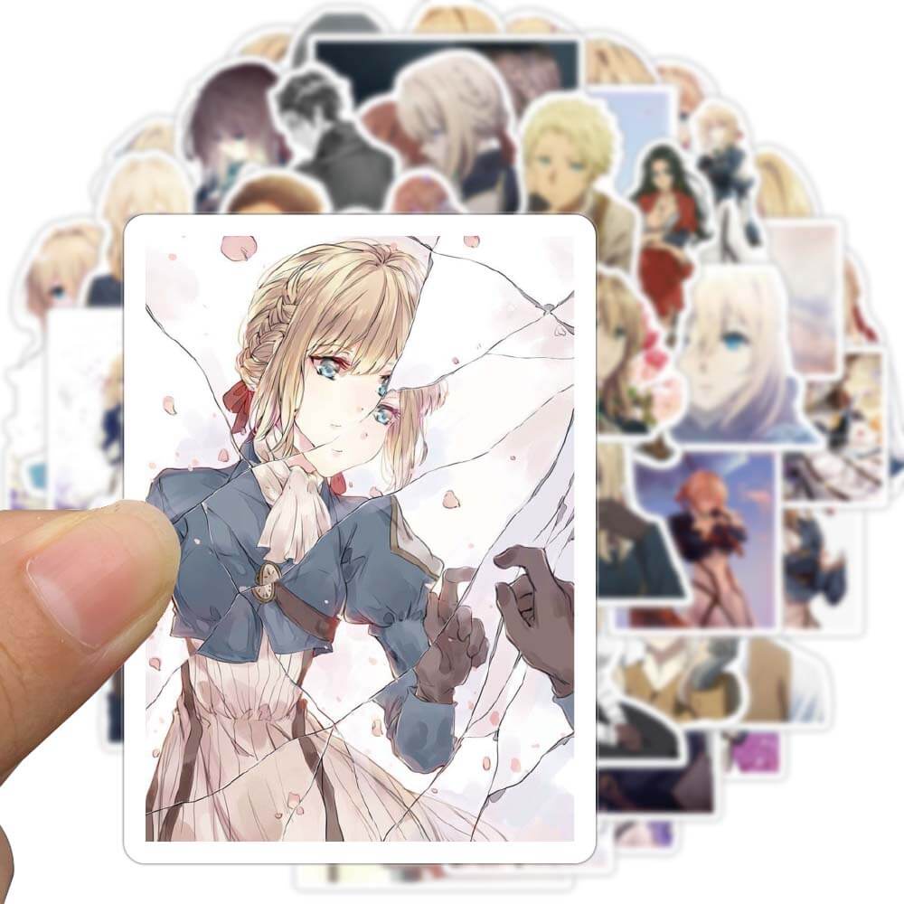 Bộ 50 Miếng Dán Hình Anime Violet Evergarden Chống Thấm Nước Trang Trí Vali/Laptop/Xe Đạp